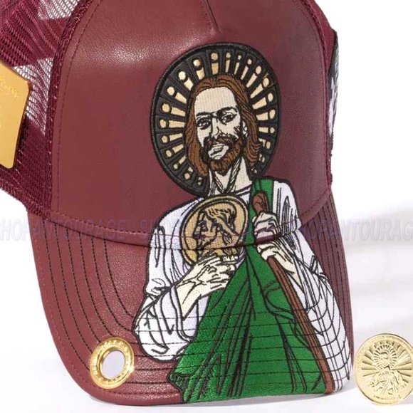 Red Monkey San Judas 2 Burgundy Limited Unisex Trucker Hat RM1480 Cap + Coin - Picture 7 of 10